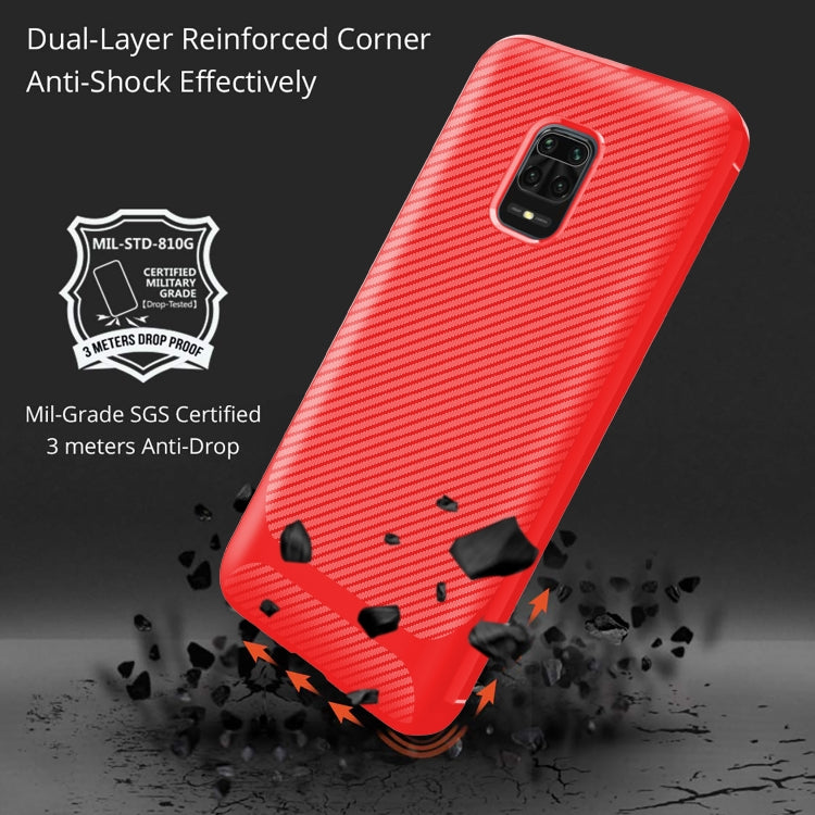 For Xiaomi Redmi Note 9S / 9 Pro / 9 Pro Max Carbon Fiber Texture Shockproof TPU Protective Case