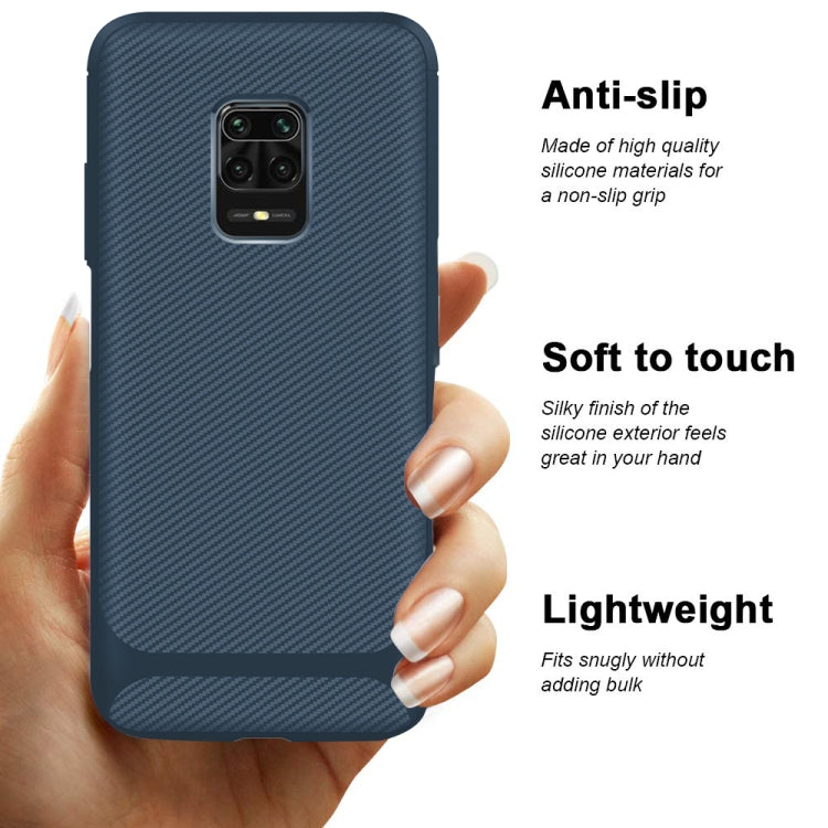 For Xiaomi Redmi Note 9S / 9 Pro / 9 Pro Max Carbon Fiber Texture Shockproof TPU Protective Case