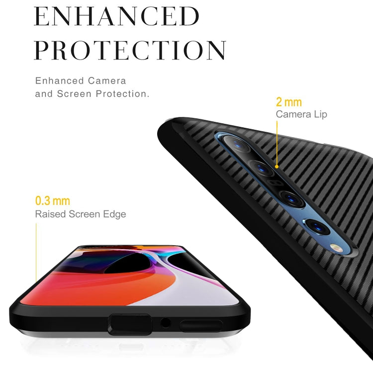 For Xiaomi Mi 10 / 10 Pro 5G Carbon Fiber Texture Shockproof TPU Protective Case