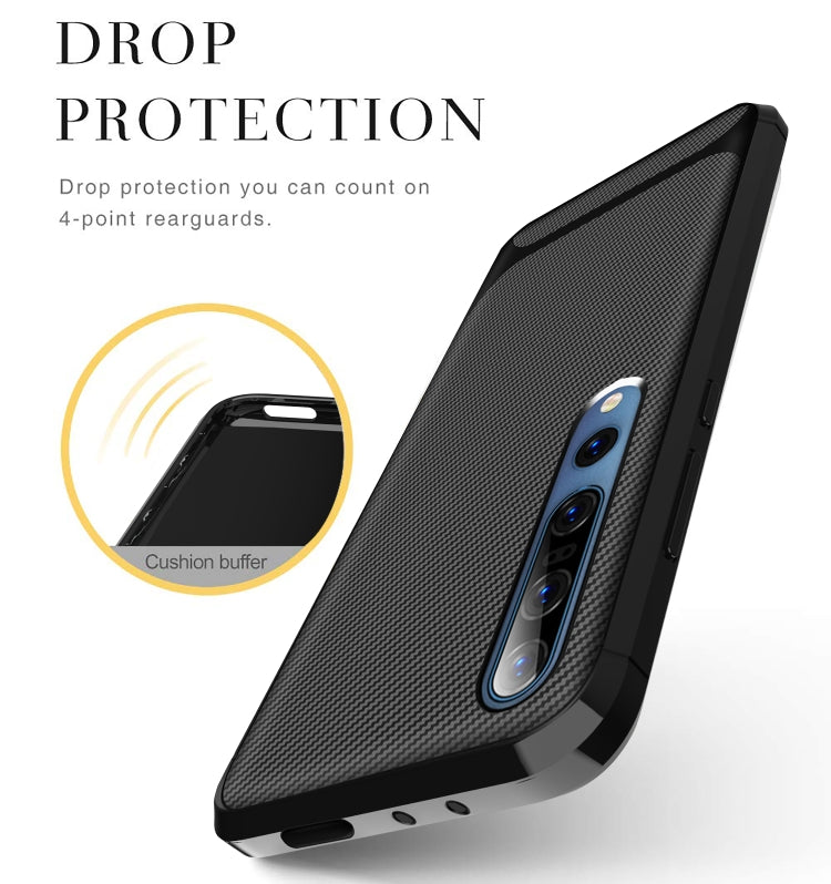 For Xiaomi Mi 10 / 10 Pro 5G Carbon Fiber Texture Shockproof TPU Protective Case