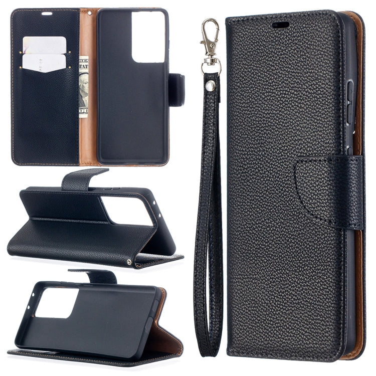 For Samsung Galaxy S21 Ultra 5G Litchi Texture Pure Color Horizontal Flip Leather Case with Holder & Card Slots & Wallet & Lanyard