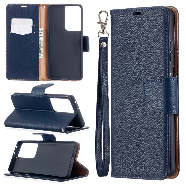 For Samsung Galaxy S21 Ultra 5G Litchi Texture Pure Color Horizontal Flip Leather Case with Holder & Card Slots & Wallet & Lanyard