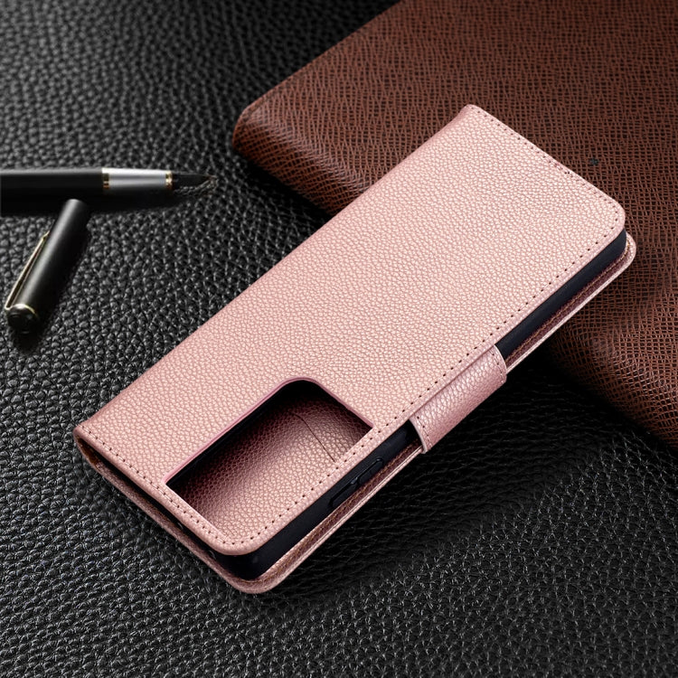 For Samsung Galaxy S21 Ultra 5G Litchi Texture Pure Color Horizontal Flip Leather Case with Holder & Card Slots & Wallet & Lanyard