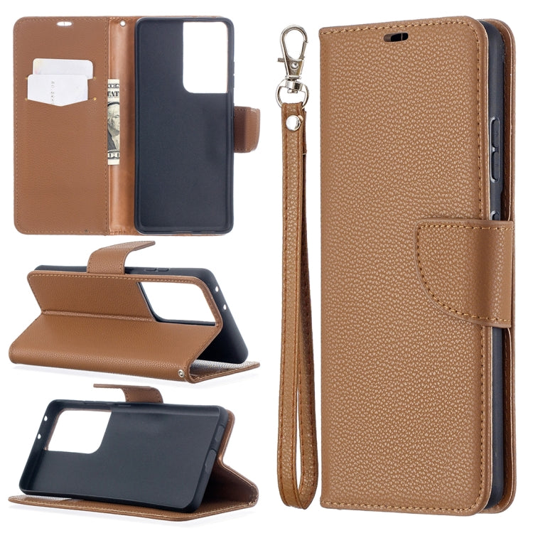 For Samsung Galaxy S21 Ultra 5G Litchi Texture Pure Color Horizontal Flip Leather Case with Holder & Card Slots & Wallet & Lanyard