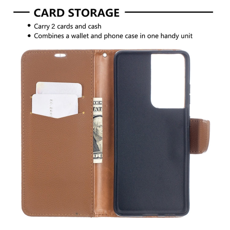For Samsung Galaxy S21 Ultra 5G Litchi Texture Pure Color Horizontal Flip Leather Case with Holder & Card Slots & Wallet & Lanyard
