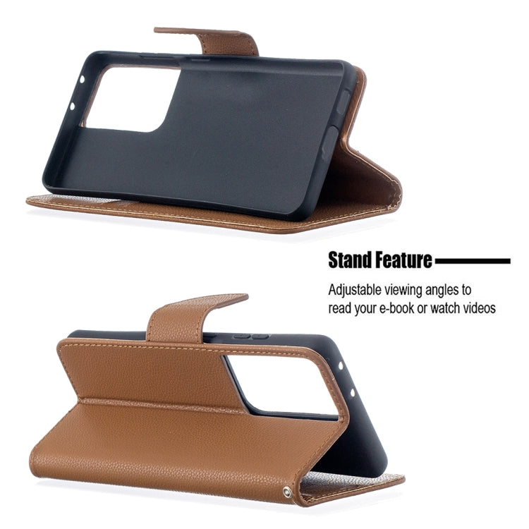For Samsung Galaxy S21 Ultra 5G Litchi Texture Pure Color Horizontal Flip Leather Case with Holder & Card Slots & Wallet & Lanyard