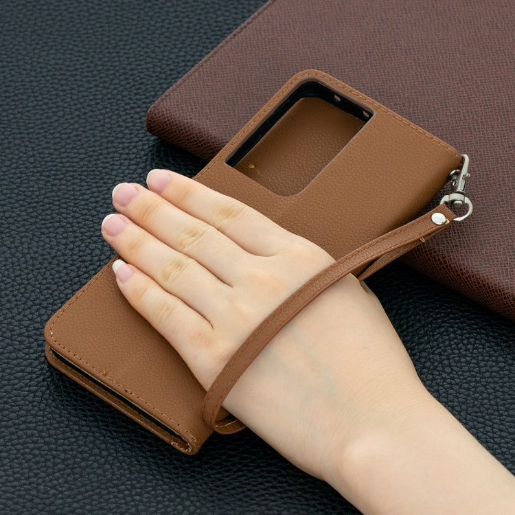 For Samsung Galaxy S21 Ultra 5G Litchi Texture Pure Color Horizontal Flip Leather Case with Holder & Card Slots & Wallet & Lanyard