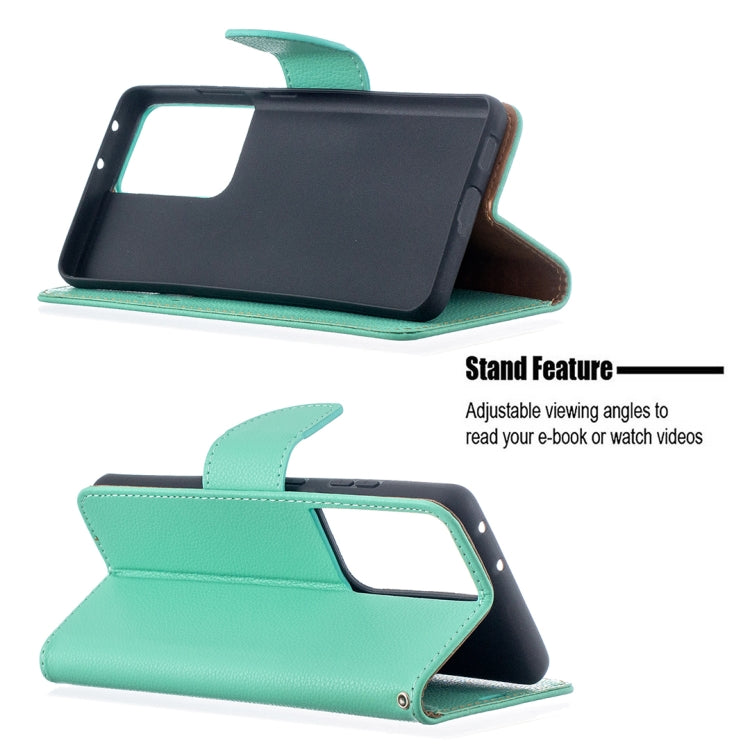 For Samsung Galaxy S21 Ultra 5G Litchi Texture Pure Color Horizontal Flip Leather Case with Holder & Card Slots & Wallet & Lanyard