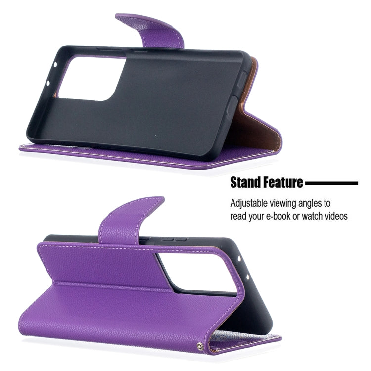 For Samsung Galaxy S21 Ultra 5G Litchi Texture Pure Color Horizontal Flip Leather Case with Holder & Card Slots & Wallet & Lanyard