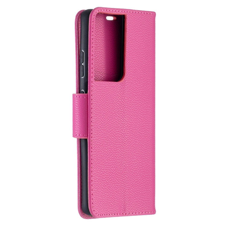 For Samsung Galaxy S21 Ultra 5G Litchi Texture Pure Color Horizontal Flip Leather Case with Holder & Card Slots & Wallet & Lanyard