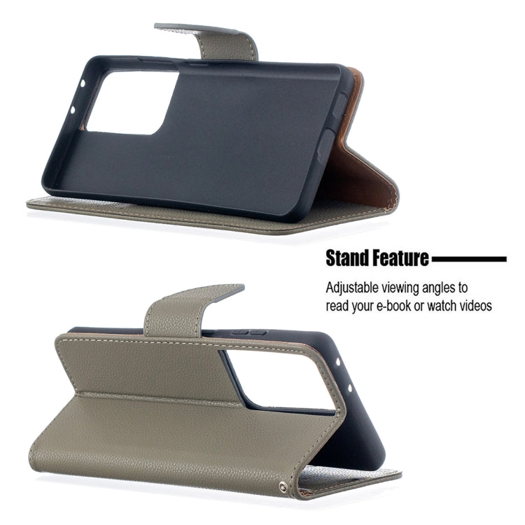For Samsung Galaxy S21 Ultra 5G Litchi Texture Pure Color Horizontal Flip Leather Case with Holder & Card Slots & Wallet & Lanyard