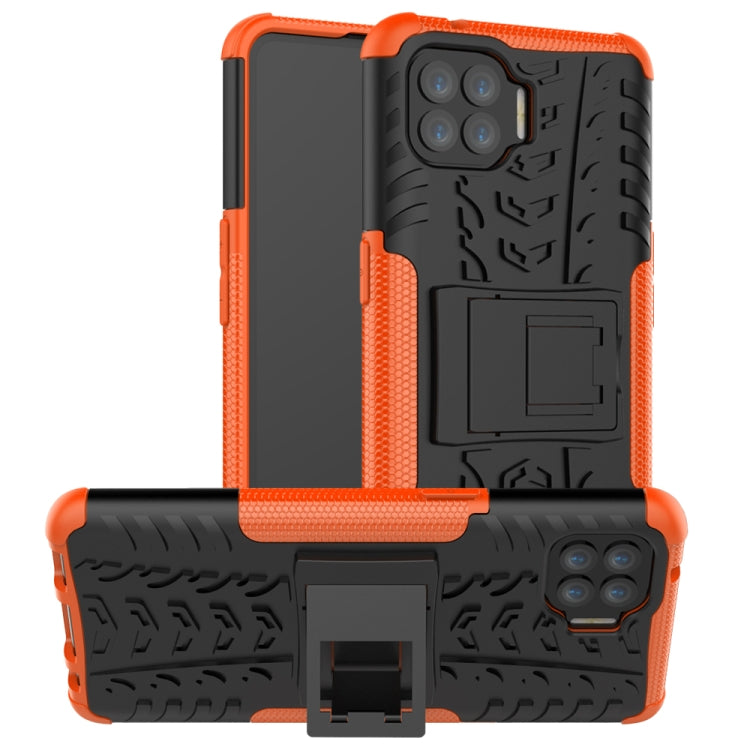 For OPPO F17 Pro Tire Texture Shockproof TPU+PC Protective Case with Holder