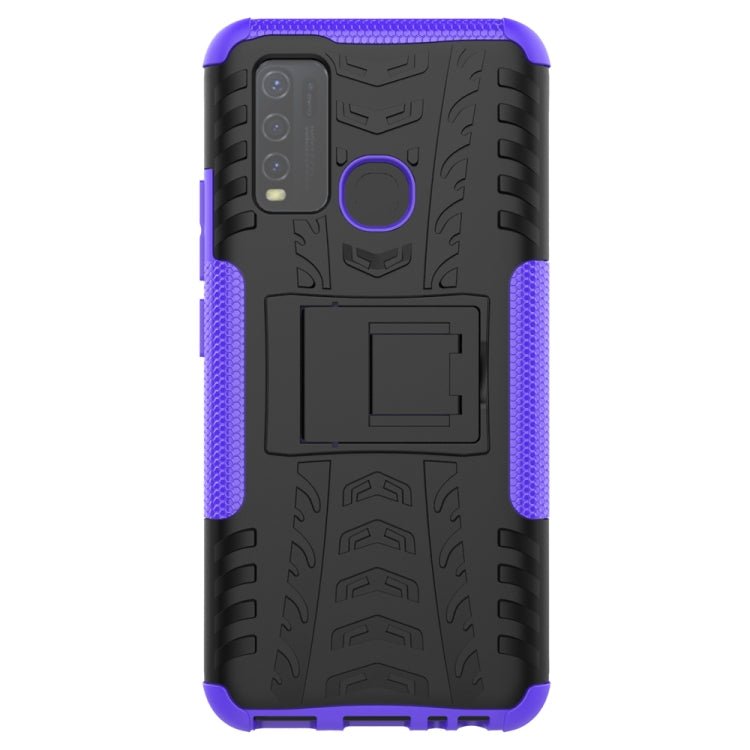 For vivo Y50 Tire Texture Shockproof TPU+PC Protective Case with Holder