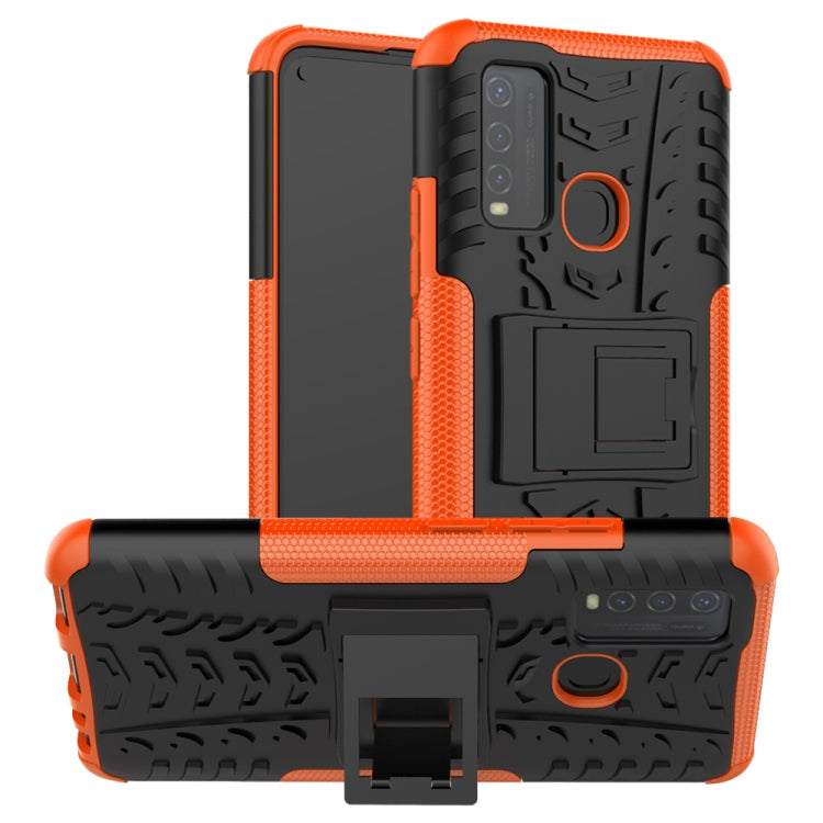 For vivo Y50 Tire Texture Shockproof TPU+PC Protective Case with Holder