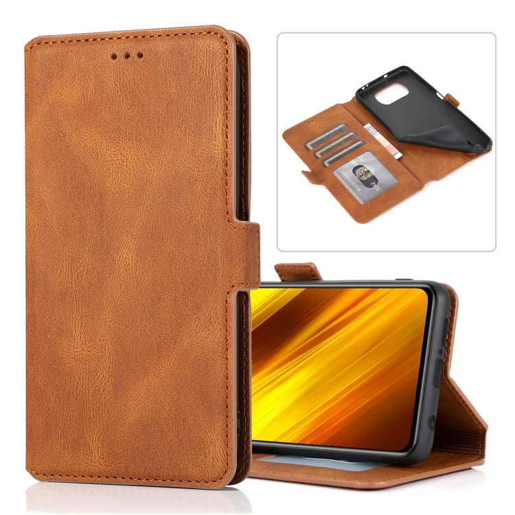 For Xiaomi Poco X3 NFC Retro Magnetic Closing Clasp Horizontal Flip Leather Case with Holder & Card Slots & Photo Frame & Wallet