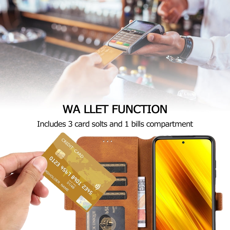 For Xiaomi Poco X3 NFC Retro Magnetic Closing Clasp Horizontal Flip Leather Case with Holder & Card Slots & Photo Frame & Wallet