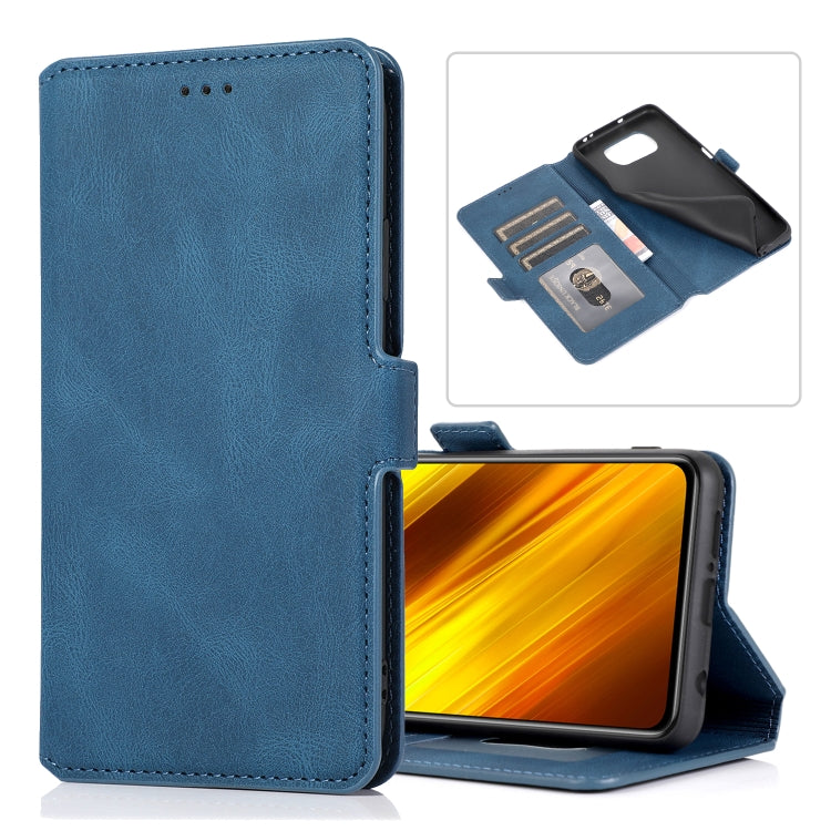 For Xiaomi Poco X3 NFC Retro Magnetic Closing Clasp Horizontal Flip Leather Case with Holder & Card Slots & Photo Frame & Wallet
