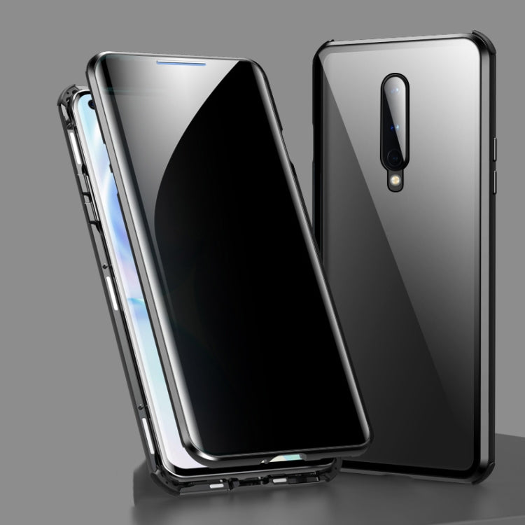 For OnePlus 8 Four-corner Shockproof Anti-peeping Magnetic Metal Frame Double-sided Tempered Glass Case