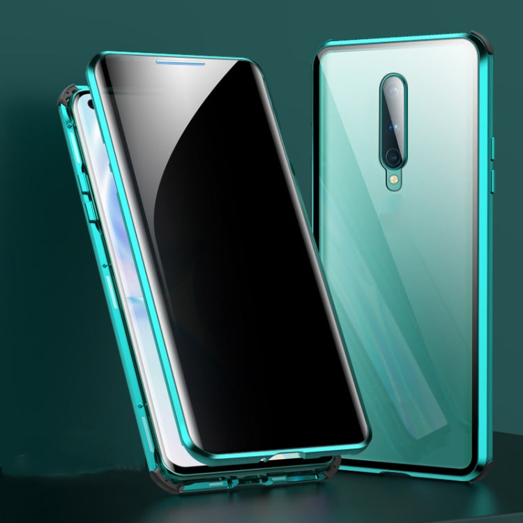 For OnePlus 8 Four-corner Shockproof Anti-peeping Magnetic Metal Frame Double-sided Tempered Glass Case