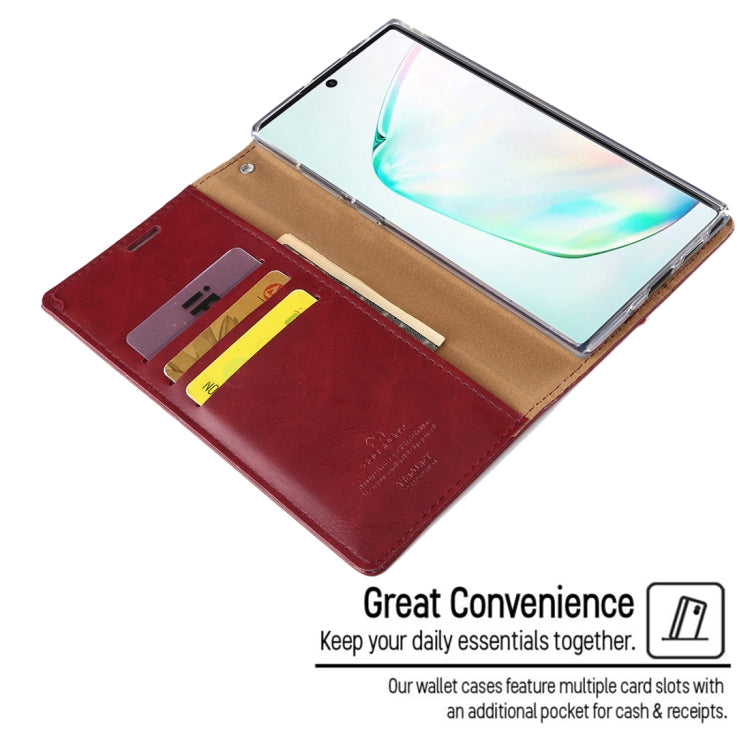 For Galaxy Note 10 MERCURY GOOSPERY BLUE MOON FLIP Series Crazy Horse Texture Horizontal Flip Leather Case with Holder & Card Slots & Wallet