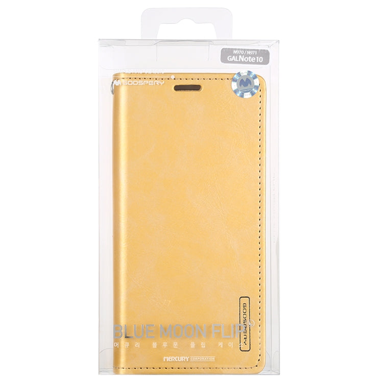 For Galaxy Note 10 MERCURY GOOSPERY BLUE MOON FLIP Series Crazy Horse Texture Horizontal Flip Leather Case with Holder & Card Slots & Wallet