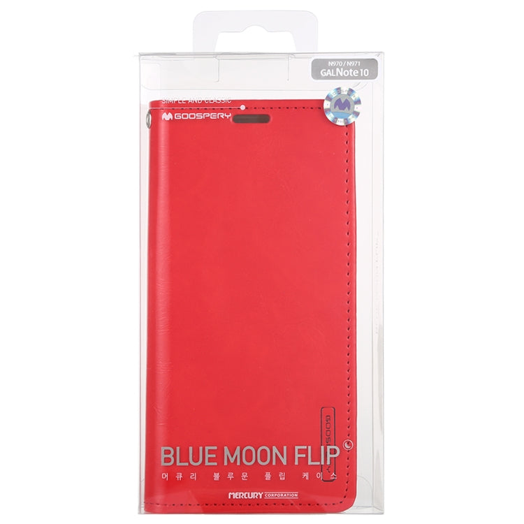 For Galaxy Note 10 MERCURY GOOSPERY BLUE MOON FLIP Series Crazy Horse Texture Horizontal Flip Leather Case with Holder & Card Slots & Wallet