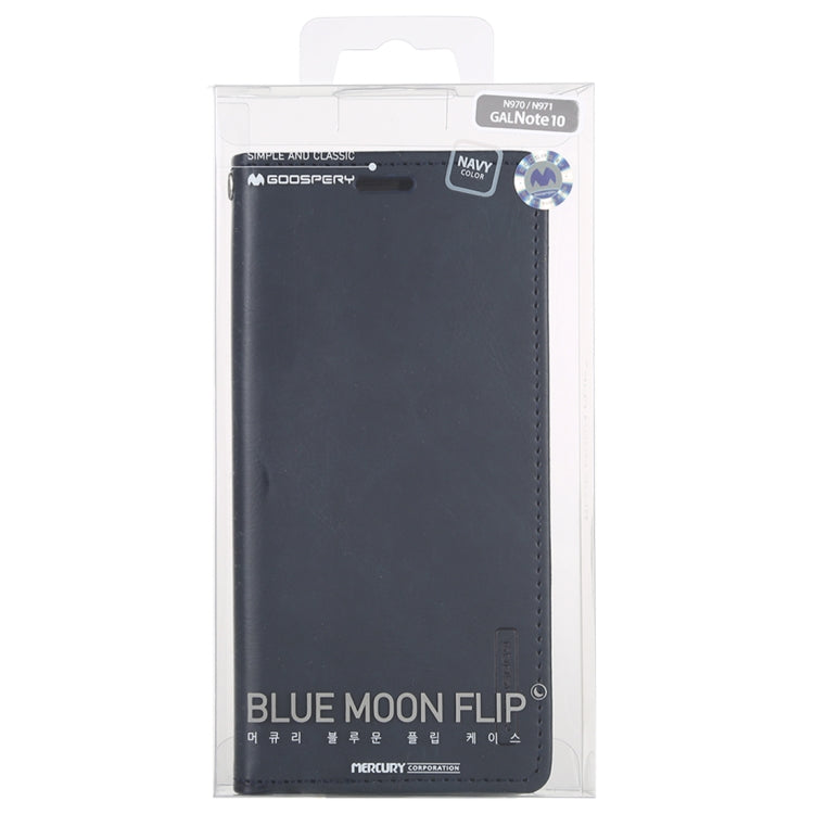 For Galaxy Note 10 MERCURY GOOSPERY BLUE MOON FLIP Series Crazy Horse Texture Horizontal Flip Leather Case with Holder & Card Slots & Wallet