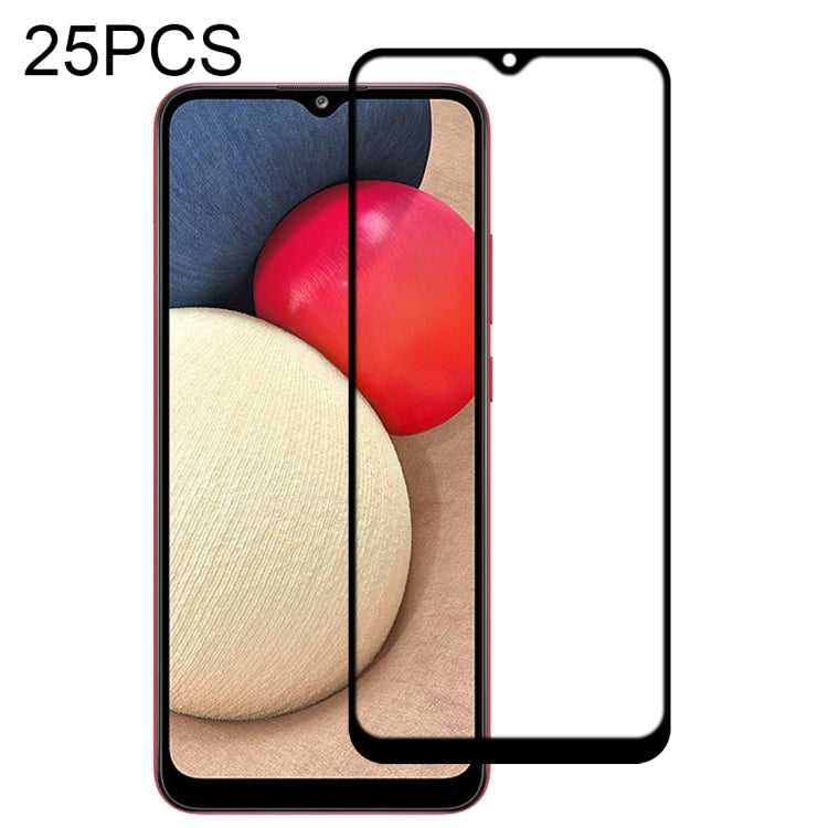 For Samsung Galaxy A02s 25 PCS Full Glue Full Screen Tempered Glass Film