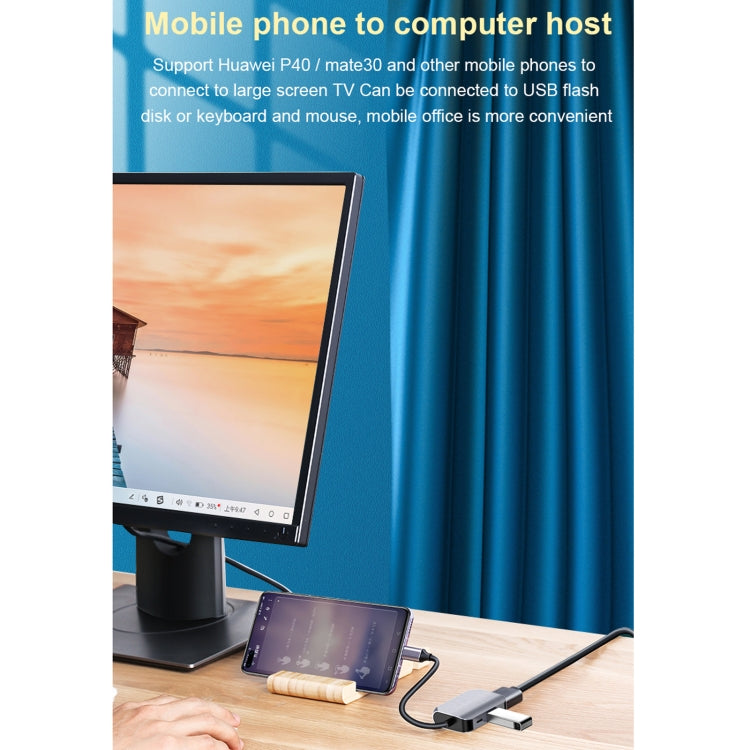 HW-6003 3 In 1 Type-C / USB-C to HDMI + PD + USB 3.0 Docking Station Adapter Converter(Grey)