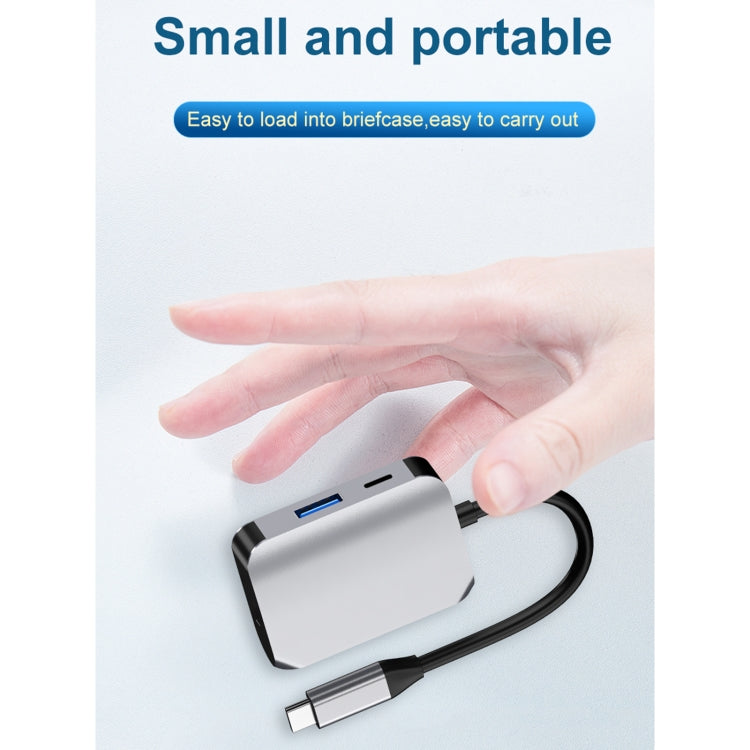 HW-6003 3 In 1 Type-C / USB-C to HDMI + PD + USB 3.0 Docking Station Adapter Converter(Grey)