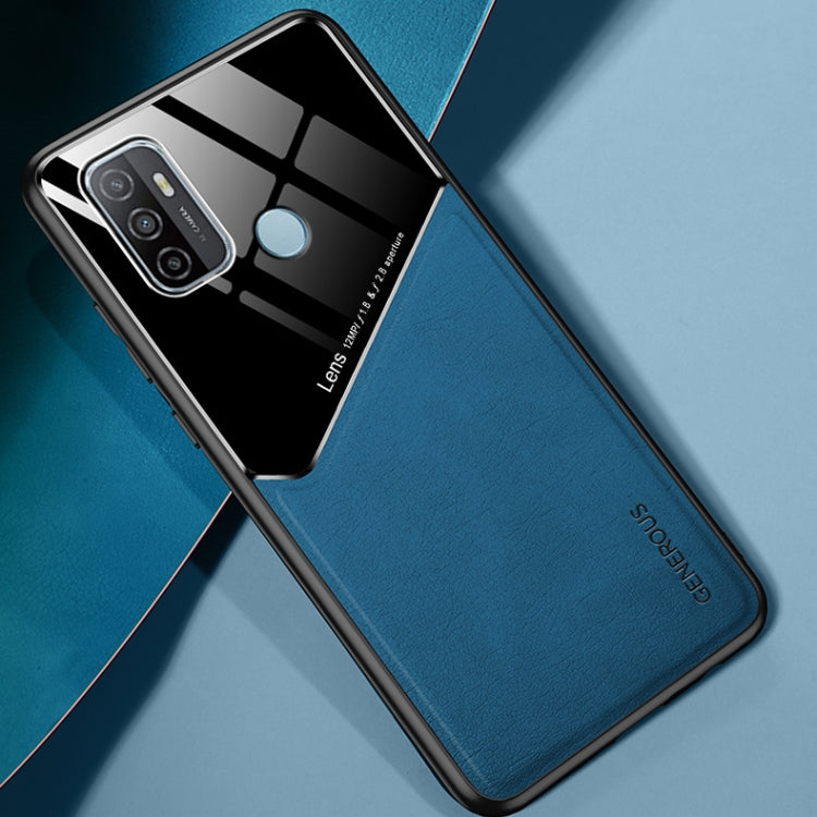 For OPPO A53 (2020) All-inclusive Leather + Organic Glass Protective Case with Metal Iron Sheet