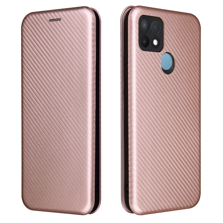 For OPPO A15 Carbon Fiber Texture Horizontal Flip TPU + PC + PU Leather Case with Card Slot