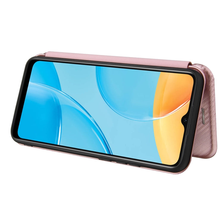 For OPPO A15 Carbon Fiber Texture Horizontal Flip TPU + PC + PU Leather Case with Card Slot