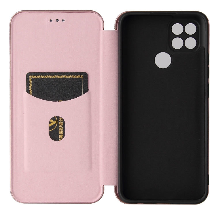 For OPPO A15 Carbon Fiber Texture Horizontal Flip TPU + PC + PU Leather Case with Card Slot