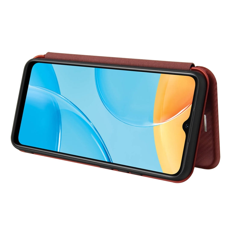 For OPPO A15 Carbon Fiber Texture Horizontal Flip TPU + PC + PU Leather Case with Card Slot