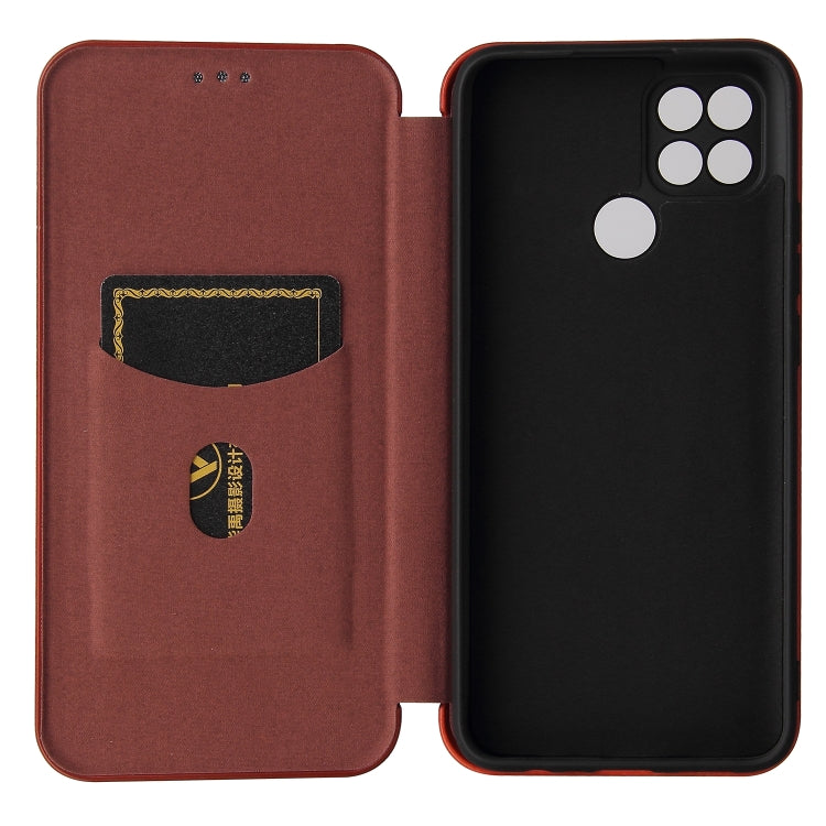 For OPPO A15 Carbon Fiber Texture Horizontal Flip TPU + PC + PU Leather Case with Card Slot
