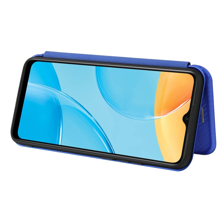 For OPPO A15 Carbon Fiber Texture Horizontal Flip TPU + PC + PU Leather Case with Card Slot