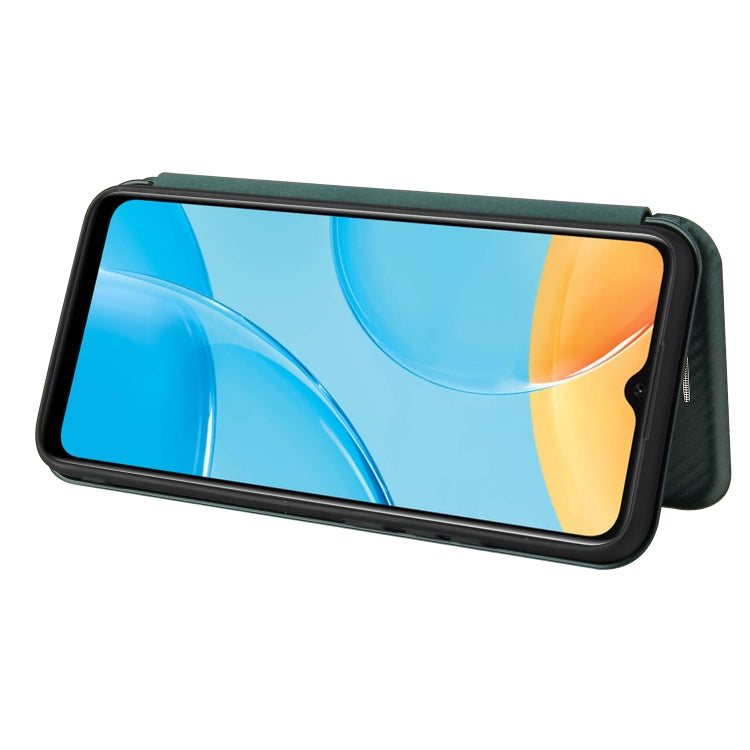 For OPPO A15 Carbon Fiber Texture Horizontal Flip TPU + PC + PU Leather Case with Card Slot
