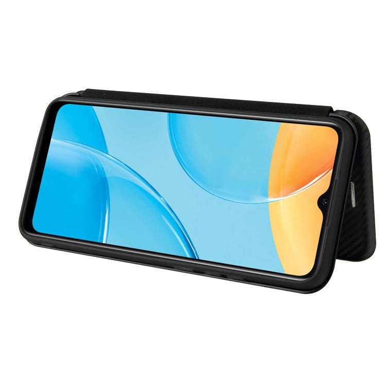 For OPPO A15 Carbon Fiber Texture Horizontal Flip TPU + PC + PU Leather Case with Card Slot