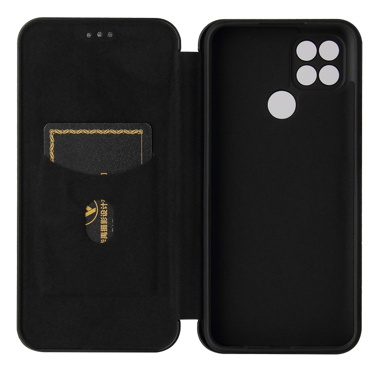 For OPPO A15 Carbon Fiber Texture Horizontal Flip TPU + PC + PU Leather Case with Card Slot