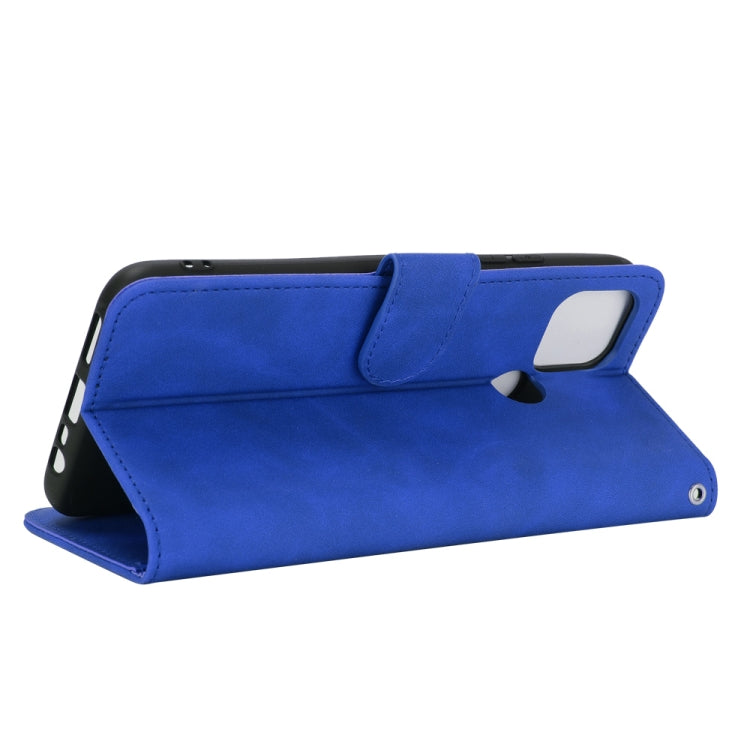 For OPPO A15 Solid Color Skin Feel Magnetic Buckle Horizontal Flip Calf Texture PU Leather Case with Holder & Card Slots & Wallet