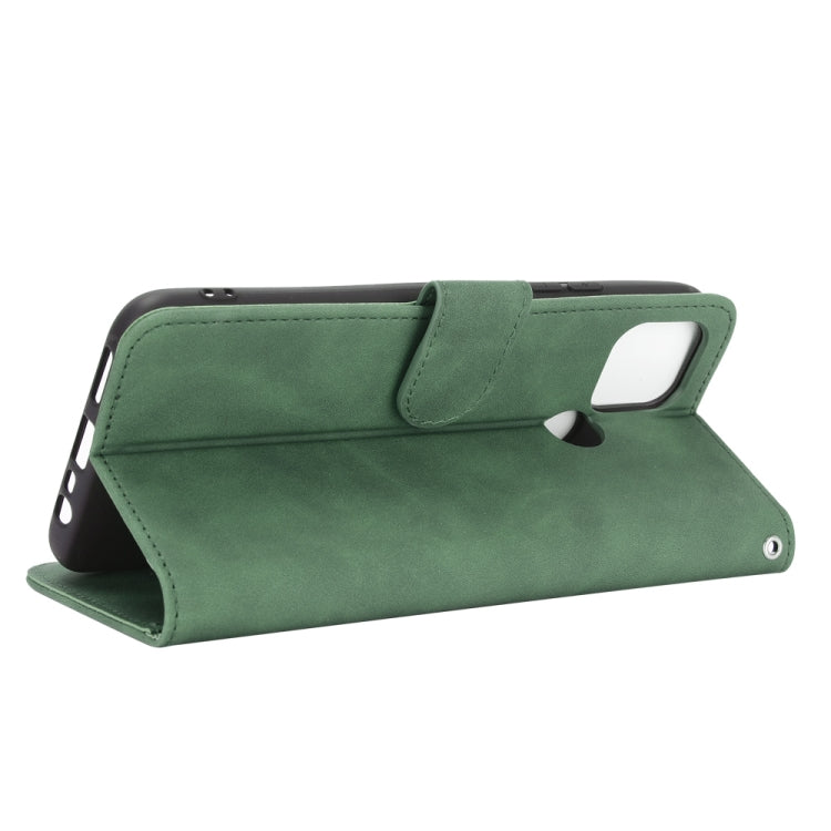 For OPPO A15 Solid Color Skin Feel Magnetic Buckle Horizontal Flip Calf Texture PU Leather Case with Holder & Card Slots & Wallet