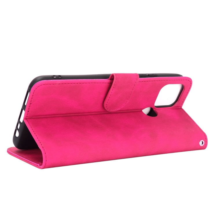 For OPPO A15 Solid Color Skin Feel Magnetic Buckle Horizontal Flip Calf Texture PU Leather Case with Holder & Card Slots & Wallet