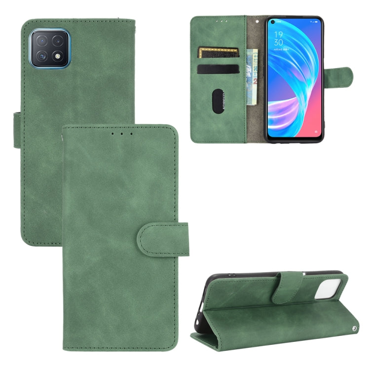 For OPPO A72 5G / A73 5G Solid Color Skin Feel Magnetic Buckle Horizontal Flip Calf Texture PU Leather Case with Holder & Card Slots & Wallet