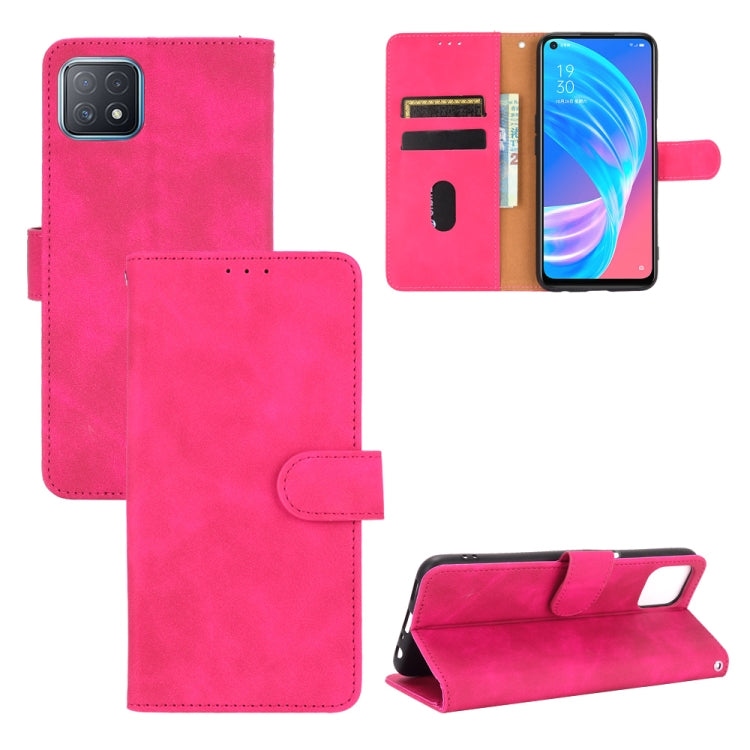 For OPPO A72 5G / A73 5G Solid Color Skin Feel Magnetic Buckle Horizontal Flip Calf Texture PU Leather Case with Holder & Card Slots & Wallet