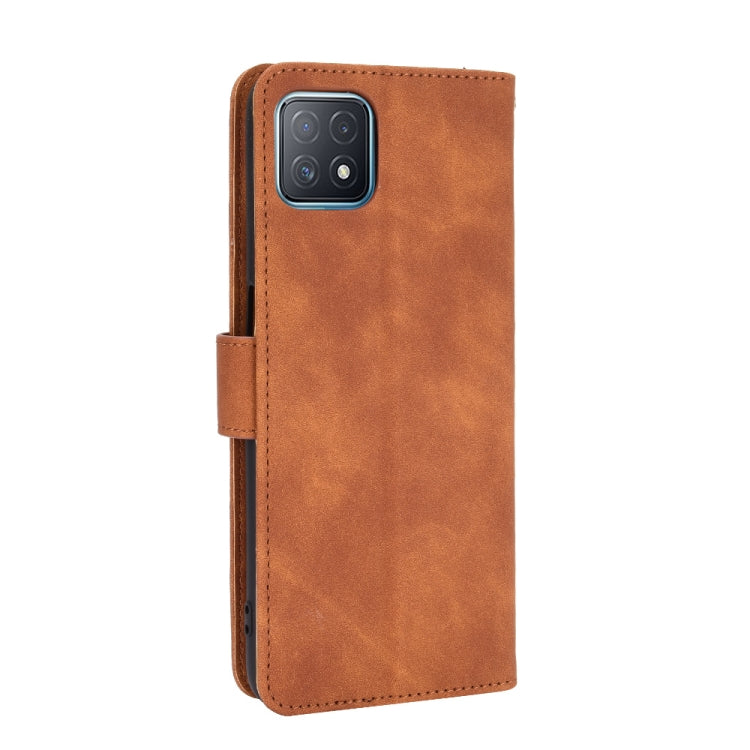 For OPPO A72 5G / A73 5G Solid Color Skin Feel Magnetic Buckle Horizontal Flip Calf Texture PU Leather Case with Holder & Card Slots & Wallet