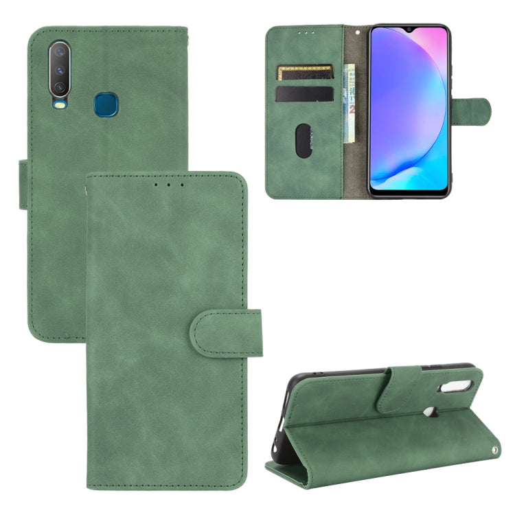 For vivo Y17 / Y15 / Y12 Solid Color Skin Feel Magnetic Buckle Horizontal Flip Calf Texture PU Leather Case with Holder & Card Slots & Wallet