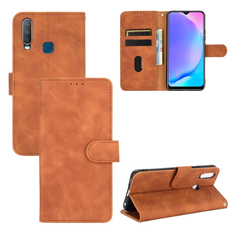 For vivo Y17 / Y15 / Y12 Solid Color Skin Feel Magnetic Buckle Horizontal Flip Calf Texture PU Leather Case with Holder & Card Slots & Wallet