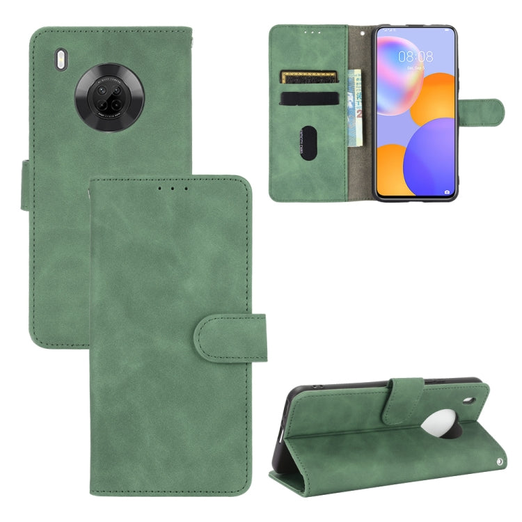For Huawei Y9a Solid Color Skin Feel Magnetic Buckle Horizontal Flip Calf Texture PU Leather Case with Holder & Card Slots & Wallet