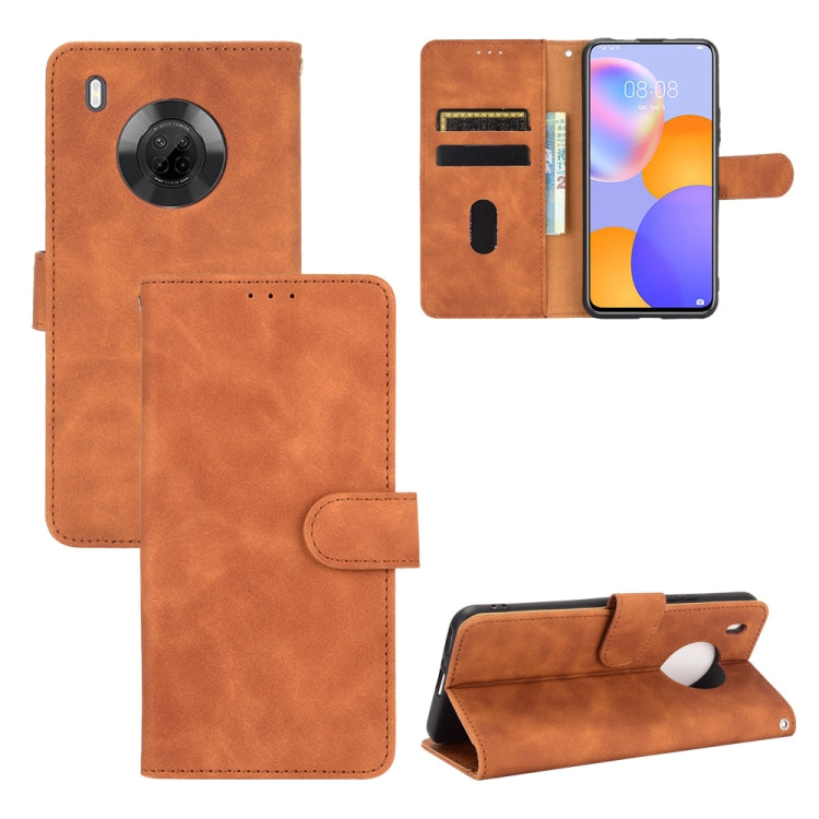 For Huawei Y9a Solid Color Skin Feel Magnetic Buckle Horizontal Flip Calf Texture PU Leather Case with Holder & Card Slots & Wallet